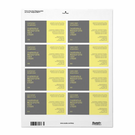 Minimalistisch schoonheidslabel - grijs en geel etiket (Full Sheet)