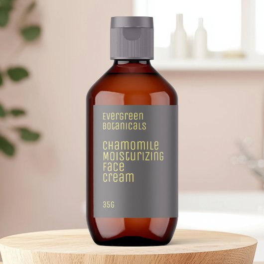 Minimalistisch schoonheidslabel - grijs en geel etiket