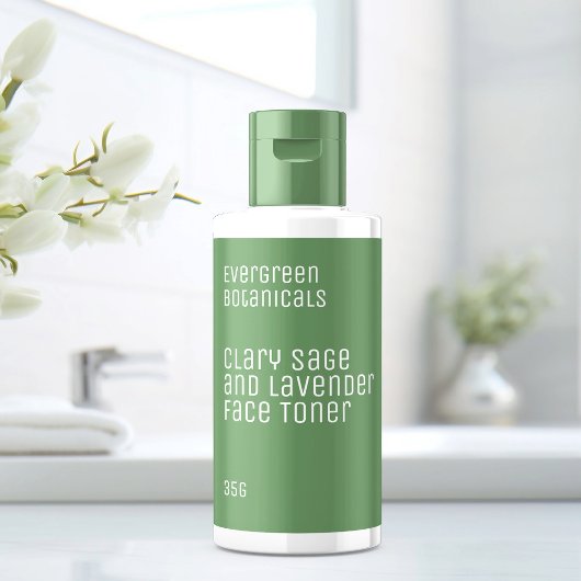 Minimalistisch schoonheidslabel - groen en wit etiket