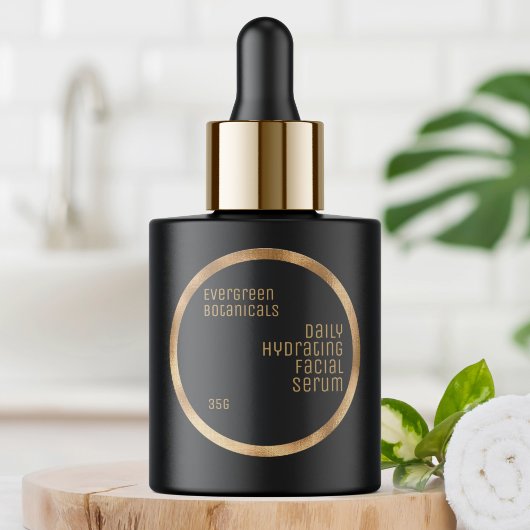 Minimalistisch schoonheidslabel zwart en geweven g ronde sticker