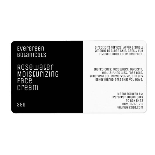 Minimalistisch schoonheidslabel - zwart-wit etiket (Voorkant)