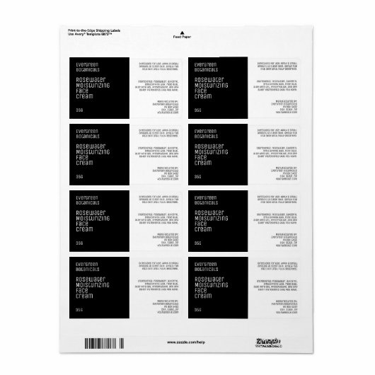 Minimalistisch schoonheidslabel - zwart-wit etiket (Full Sheet)