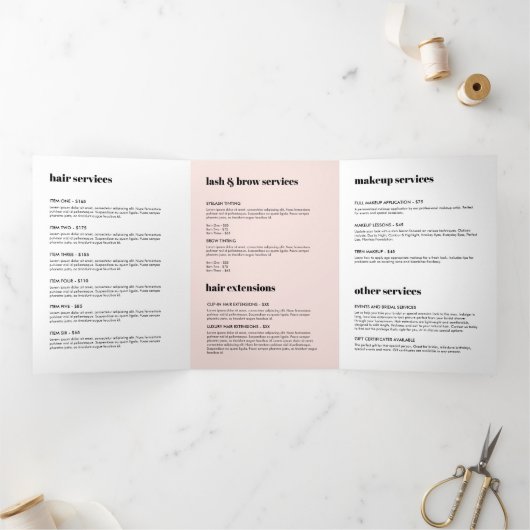 Minimalistisch schoonheidslogo make-up wimpers bro drieluik kaart (Binnen)