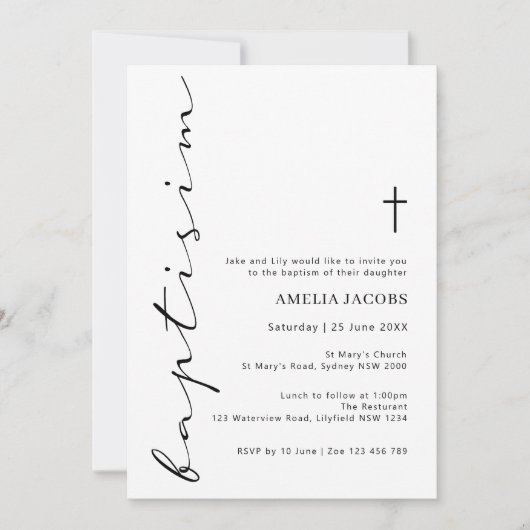 Minimalistisch schrift Baptisme Typografie Kaart (Voorkant)