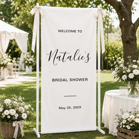 Minimalistisch Schrift Bruiloft Bridal Shower Welk Spandoek