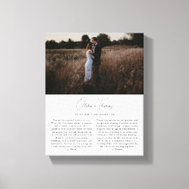 Minimalistisch Schrift Foto Huwelijksgeloften Canvas Afdruk