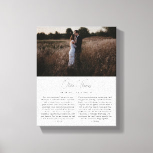 Minimalistisch Schrift Foto Huwelijksgeloften Canvas Afdruk