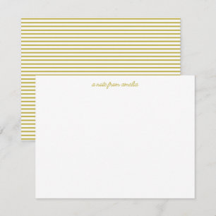 Minimalistisch schrift gele streep gepersonaliseer notitiekaartje