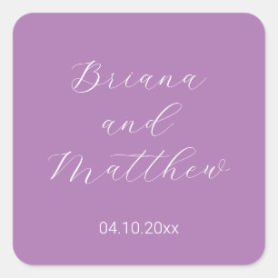 Minimalistisch Schrift Lavendel Bruiloft Vierkante Sticker