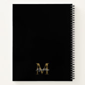 Minimalistisch Schrift Metaal Zwart Goud Monogram Notitieboek (Achterkant)