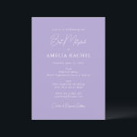 Minimalistisch schrift Modern Bat Mitzvah Lavendel Kaart<br><div class="desc">Aangepaste minimalistische schrift Lavendel Cute Moderne Bat Mitzvah uitnodiging</div>
