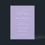 Minimalistisch schrift Modern Bat Mitzvah Lavendel Kaart<br><div class="desc">Aangepaste minimalistische schrift Lavendel Cute Moderne Bat Mitzvah uitnodiging</div>