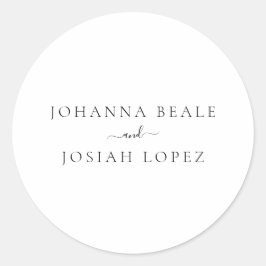 Minimalistisch Schrift Modern Huwelijk Ronde Sticker