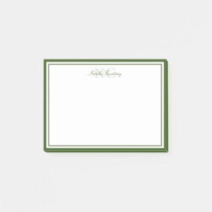 Minimalistisch Schrift Mosgroen Twee Rand Monogram Post-it® Notes