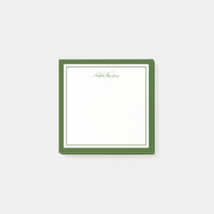 Minimalistisch Schrift Mosgroen Twee Rand Monogram Post-it® Notes