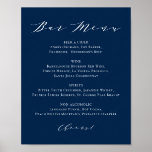 Minimalistisch schrift Navy blauwe huwelijksbarmen Poster