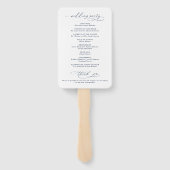 Minimalistisch schrift navyblauw trouwprogramma handwaaier (Achterkant)