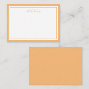 Minimalistisch Schrift Oranje Twee Rand Monogram Notitiekaartje