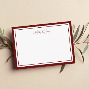 Minimalistisch Schrift Paars Twee Rand Monogram Notitiekaartje