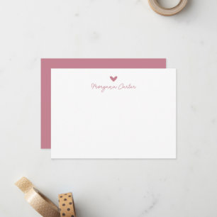 Minimalistisch Schrift Rosa Hart Persoonlijk Notitiekaartje