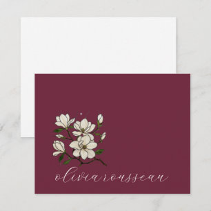 Minimalistisch Schrift White Magnolias Bordeaux Wi Notitiekaartje