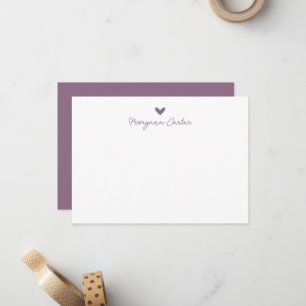 Minimalistisch schrift zachte pruim hart gepersona notitiekaartje