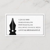 Minimalistisch Schrijver Ink Pen Visitekaartje (Achterkant)