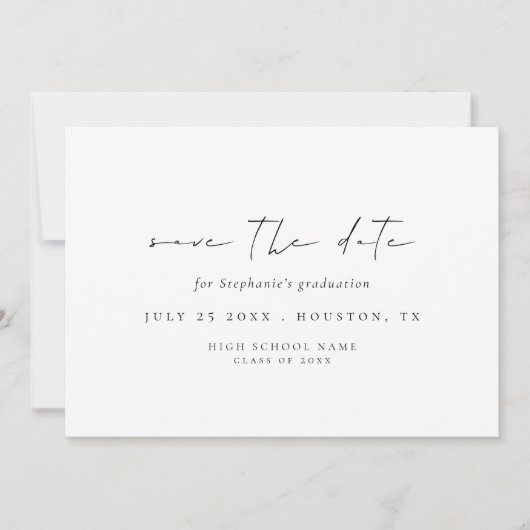 Minimalistisch Script 2024 Afstuderen De datum ops Save The Date (Voorkant)