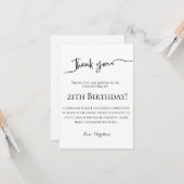 Minimalistisch script 21e verjaardag dank u kaart (Voorkant / Achterkant in situ)