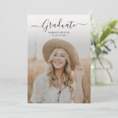 Minimalistisch Script 2-fotoafstudeerfeest Kaart (Staand voorkant)