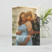 Minimalistisch Script 2-foto's Ultrasound zwangers Aankondiging (Staand voorkant)