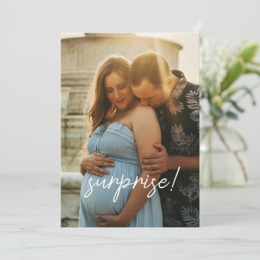 Minimalistisch Script 2-foto's Ultrasound zwangers Aankondiging (Staand voorkant)