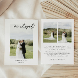 Minimalistisch Script 3-Foto Trouw Elopement Aankondiging