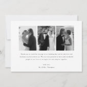 Minimalistisch Script 4-Foto Zwart-Wit Huwelijk Bedankkaart (Achterkant)