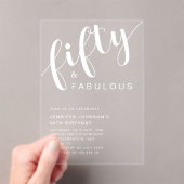 Minimalistisch script 50ste verjaardag acryl uitnodigingen (Insitu (Draagbaar))