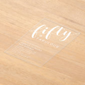 Minimalistisch script 50ste verjaardag acryl uitnodigingen (Laagn)