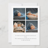 Minimalistisch Script 5-Foto Collage Baby Geboorte Aankondiging (Achterkant)