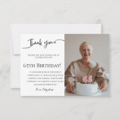 Minimalistisch script 65e verjaardag dank u kaart (Voorkant)