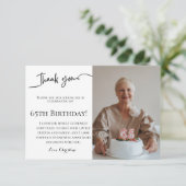 Minimalistisch script 65e verjaardag dank u kaart (Staand voorkant)