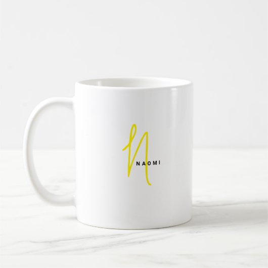 Minimalistisch script | Aangepast monogram en naam Koffiemok (Links)