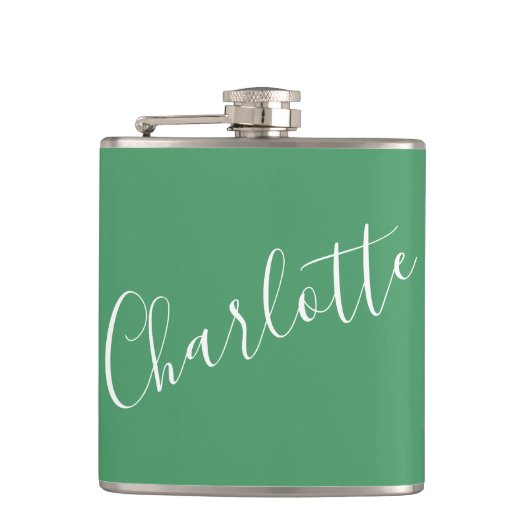 Minimalistisch script - Aangepaste naam Kelly Gree Heupfles (Voorkant)