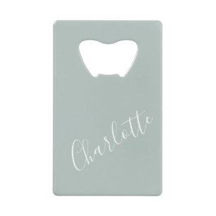 Minimalistisch script - Aangepaste naam usty Blue Creditkaart Flessenopener