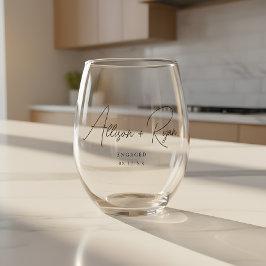 Minimalistisch script aangepaste namen verloving wijnglas zonder voet