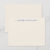 Minimalistisch script - Aangepaste paar Ecru Blue Notitiekaartje (Voorkant / Achterkant)