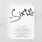 Minimalistisch script Adult 60th Birthday Party Kaart (Voorkant)