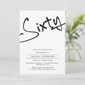 Minimalistisch script Adult 60th Birthday Party Kaart (Staand voorkant)