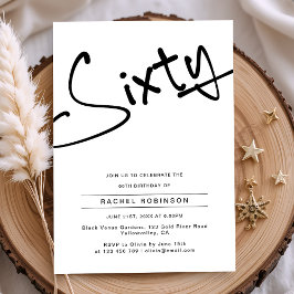 Minimalistisch script Adult 60th Birthday Party Kaart