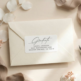 Minimalistisch script afstudeeradreslabel etiket