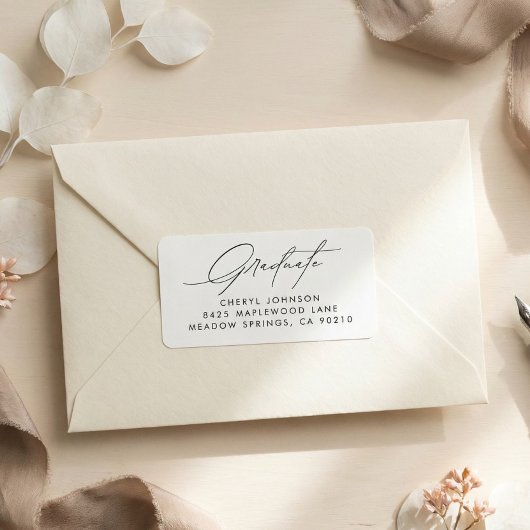 Minimalistisch script afstudeeradreslabel etiket