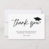 Minimalistisch script-Afstuderen Bedankkaart (Voorkant)